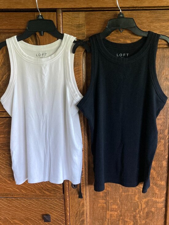 LOFT Tops - Lot 2 EUC LOFT tank tops, black, white, XL, worn once